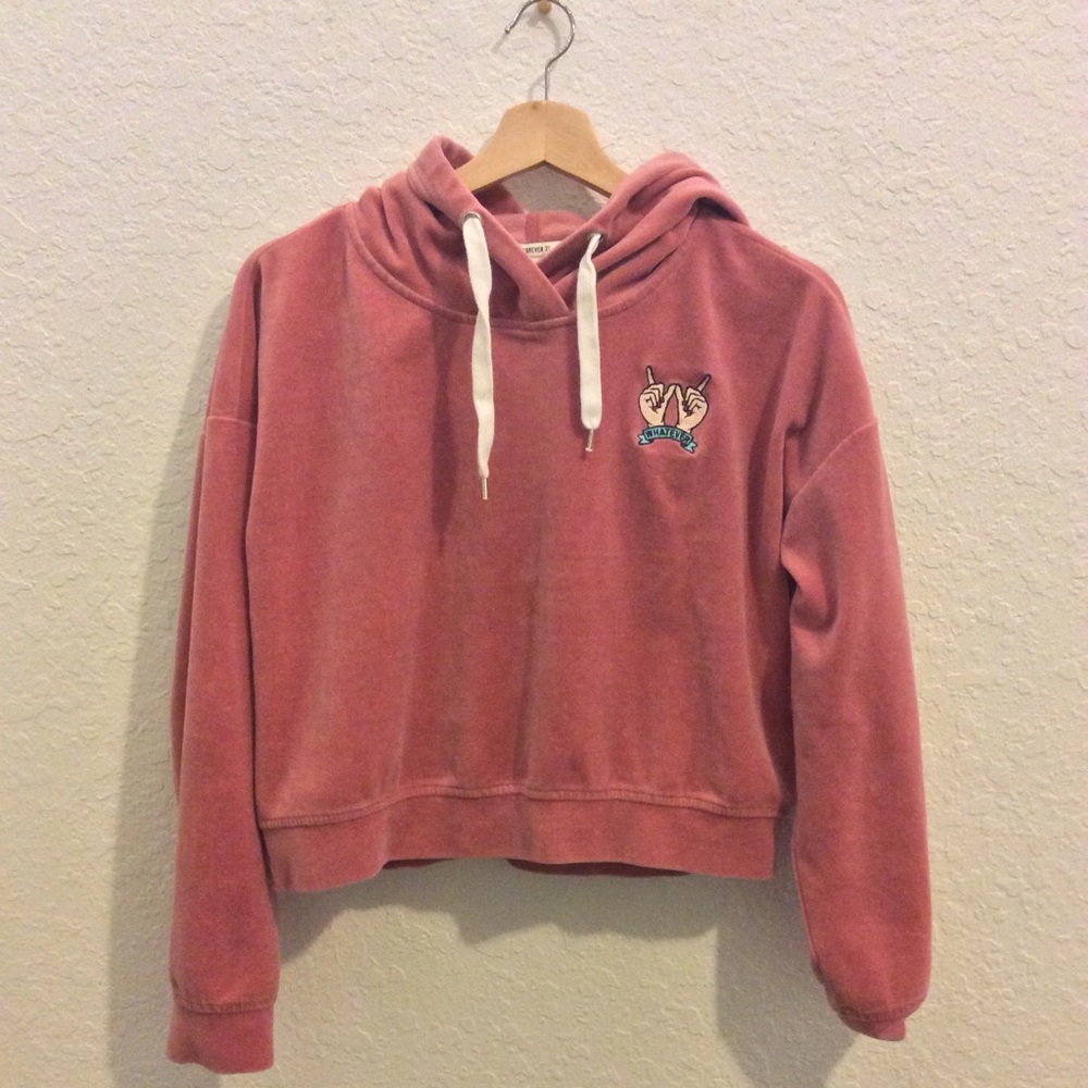 Velvet embroidered hoodie